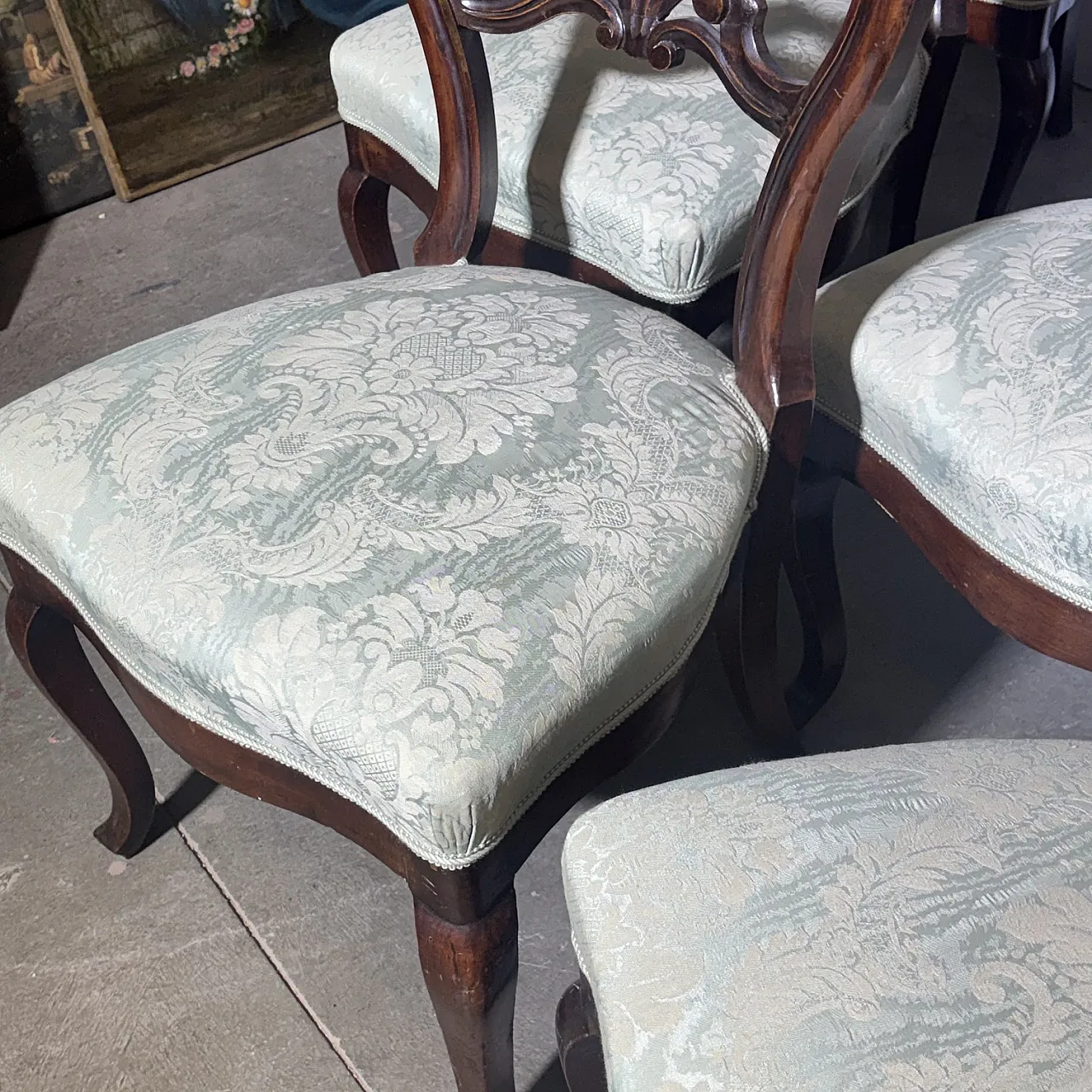 8 walnut Louis Philippe chairs, 1860s 3