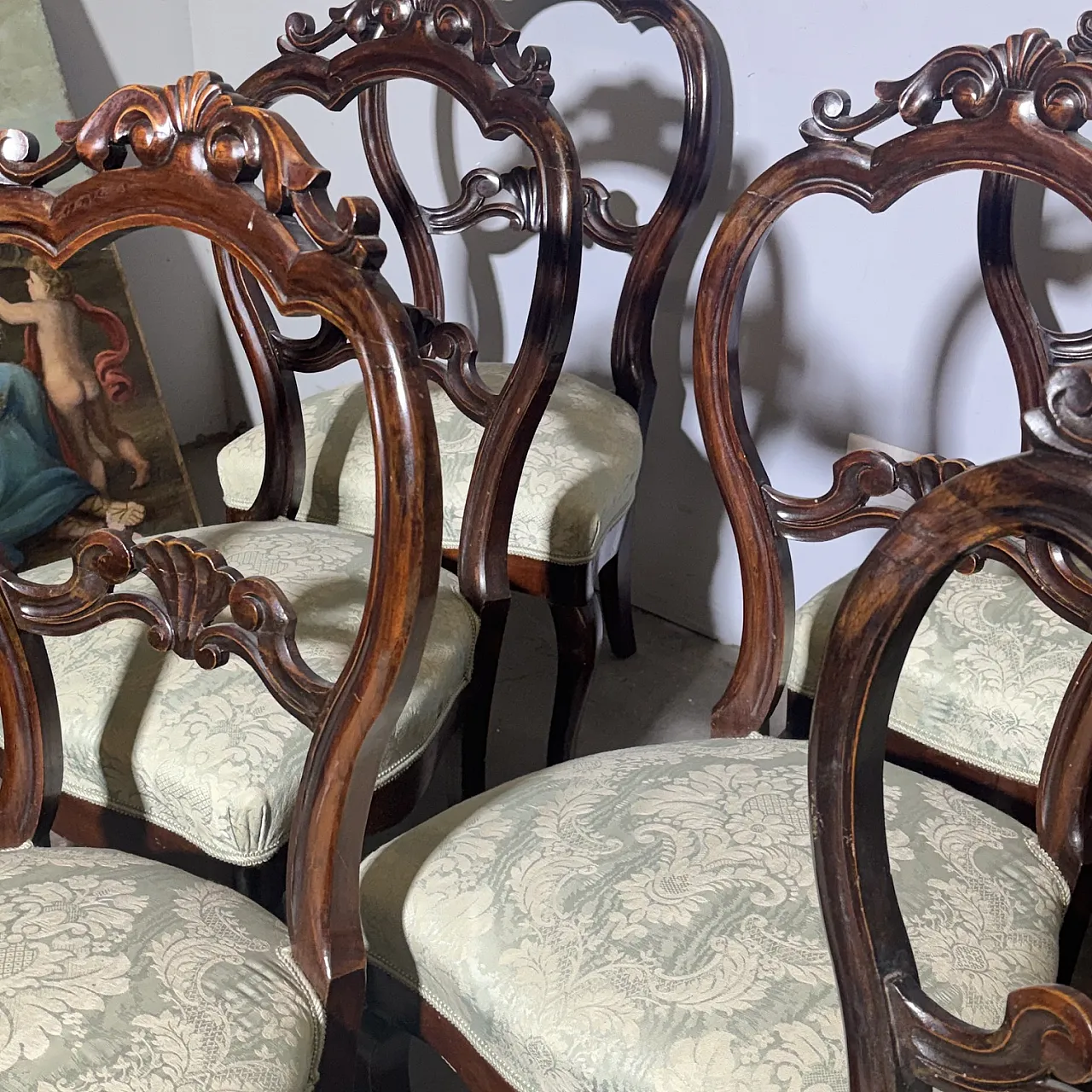 8 walnut Louis Philippe chairs, 1860s 4