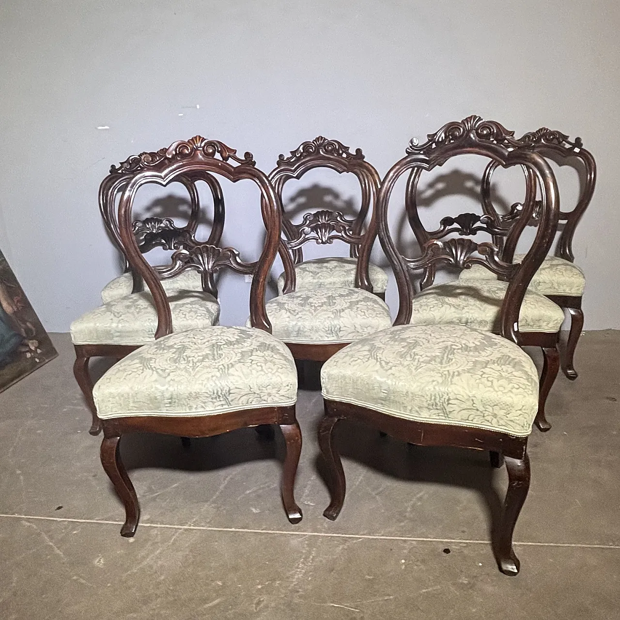 8 walnut Louis Philippe chairs, 1860s 5
