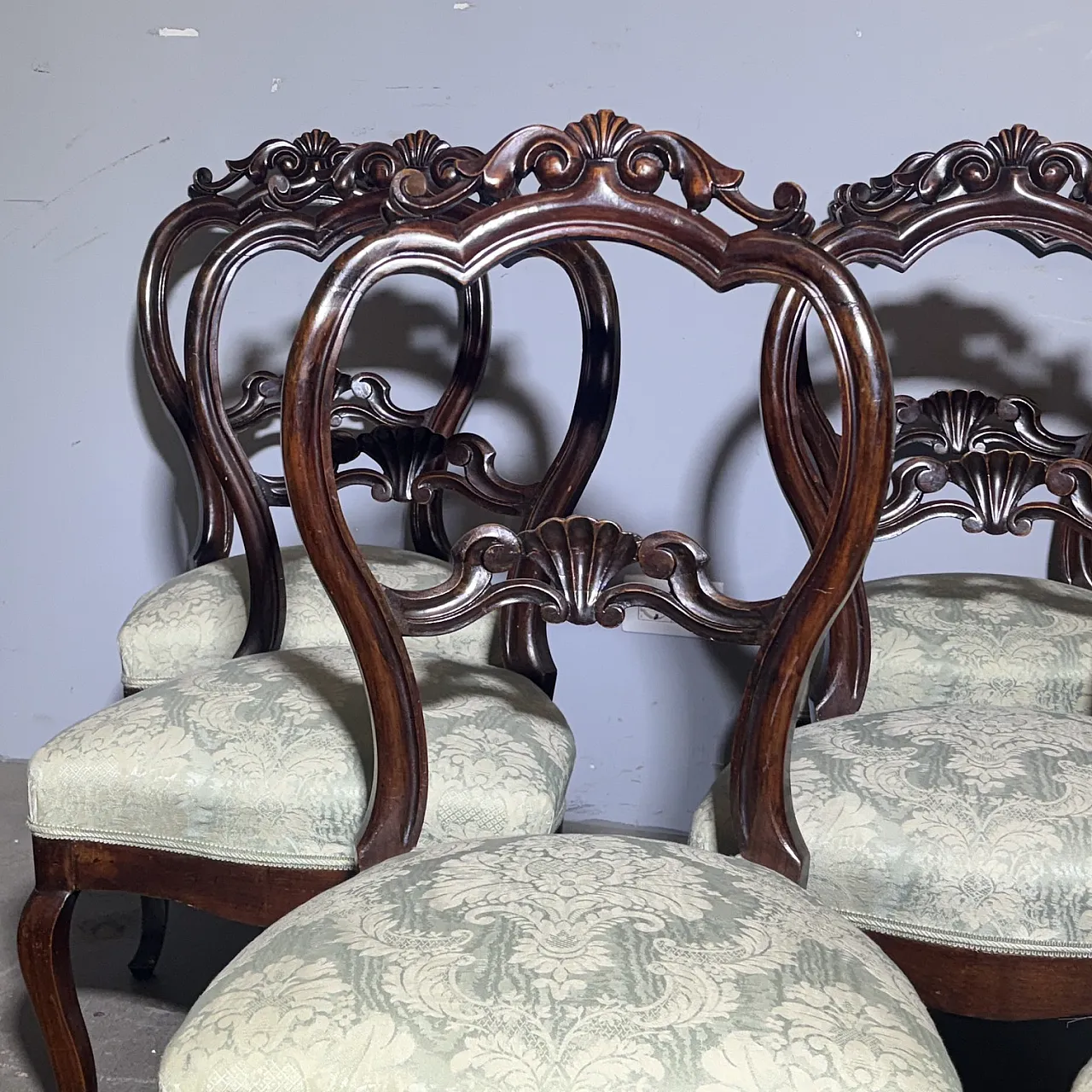 8 walnut Louis Philippe chairs, 1860s 6