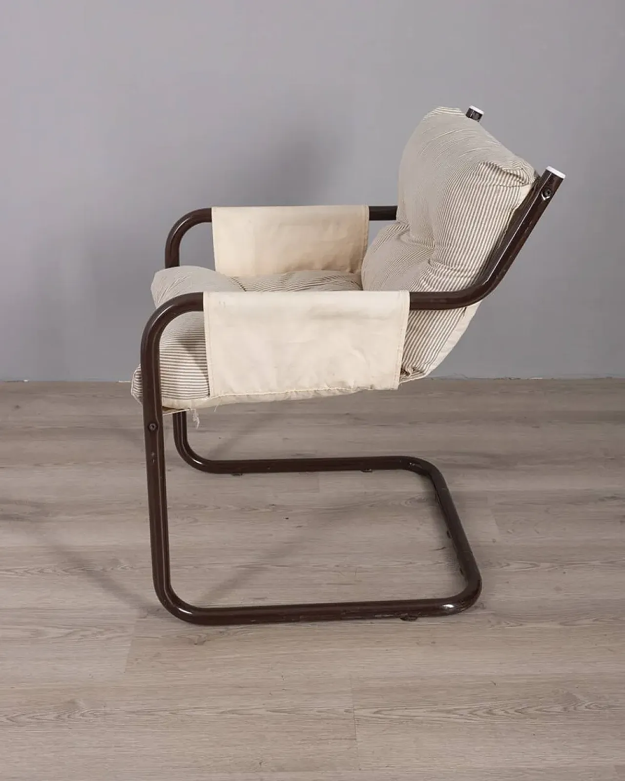 Metal and fabric armchair, 1970s 7