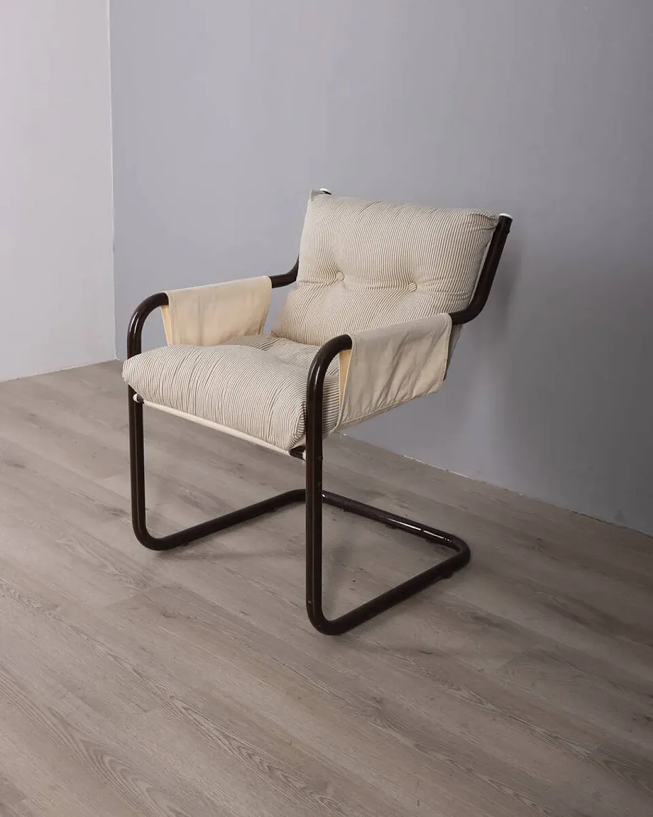 Metal and fabric armchair, 1970s 9