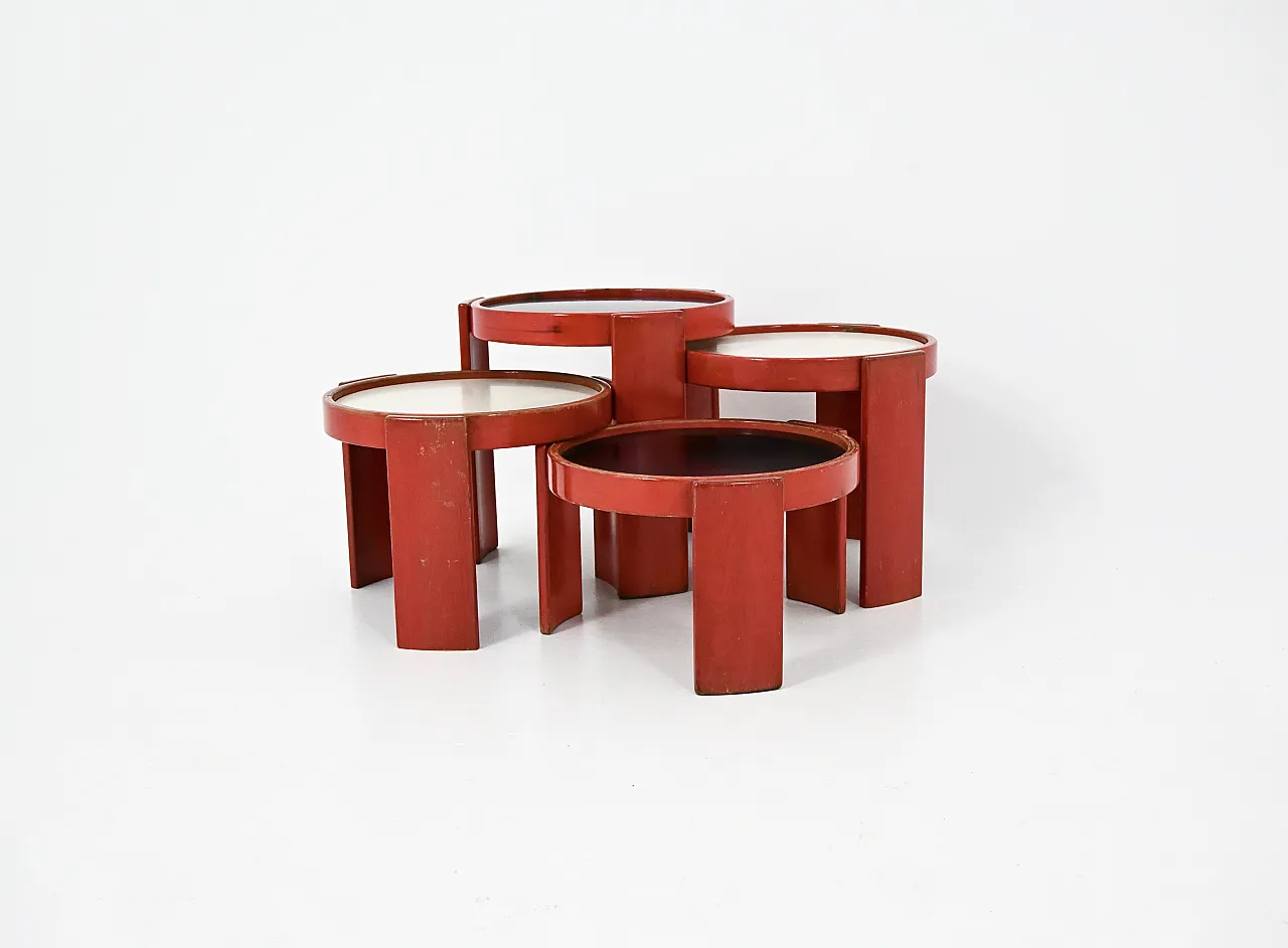4 tavolini ad incastro modello 780 di Frattini per Cassina, anni '60 1