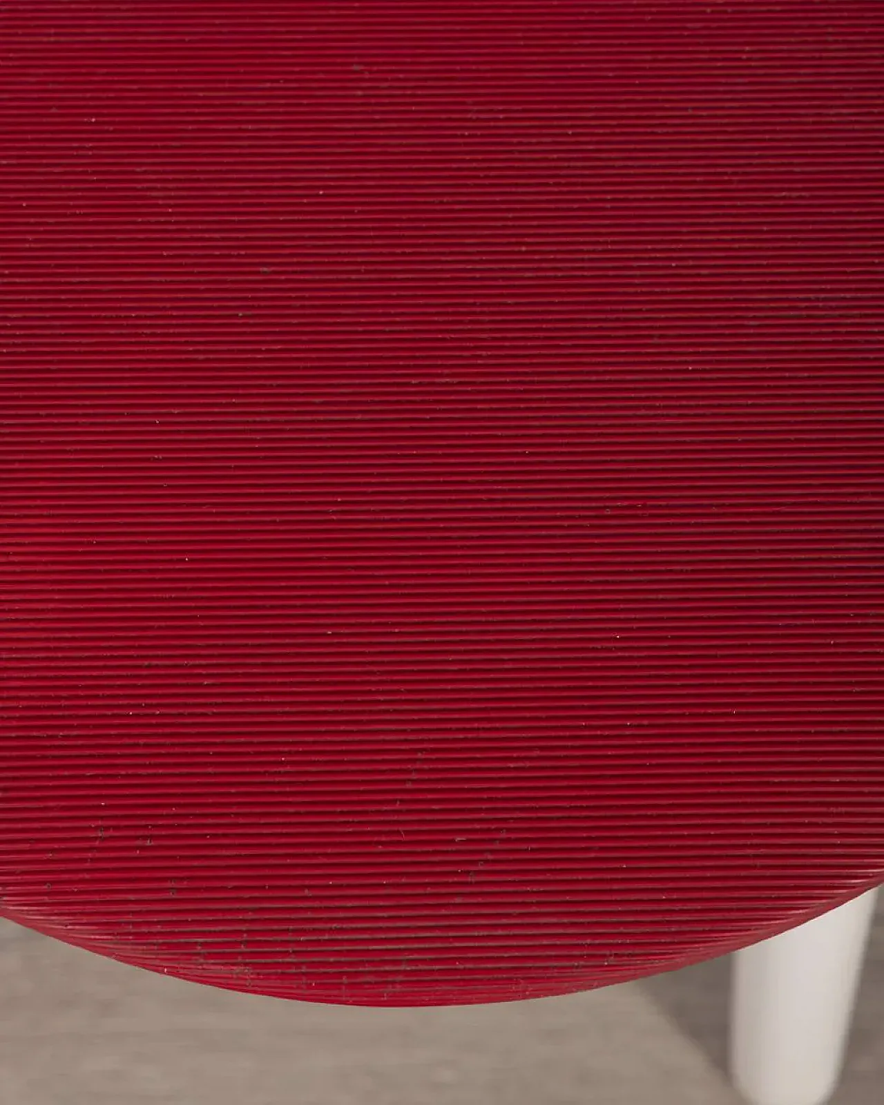 4 Chairs in wood and red vinyl, 1980s 4