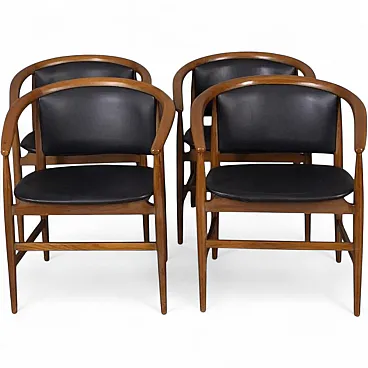 Wood and leather chairs by Isa Bergamo, 1960s