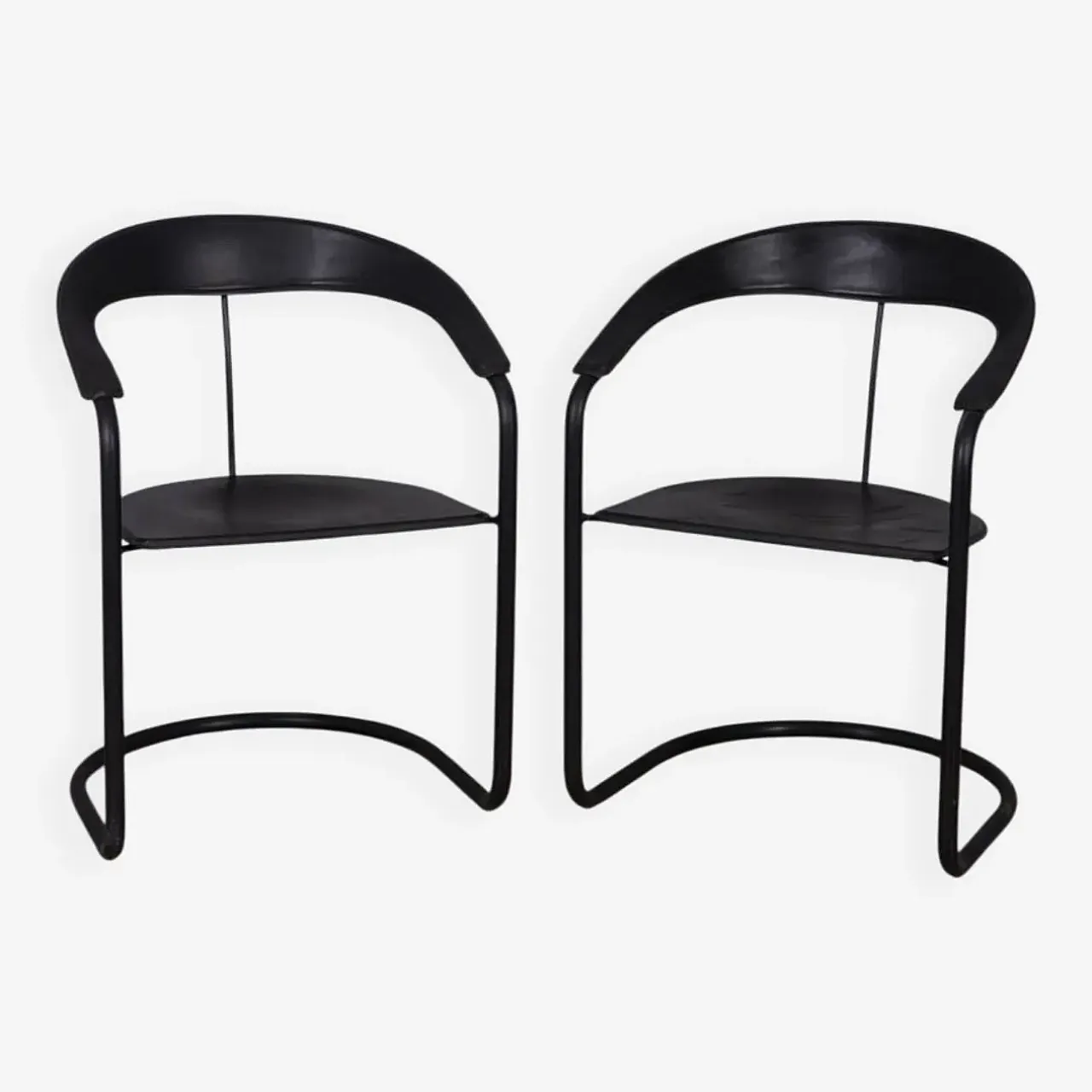 Pair of metal and leather canasta chairs by Arrben, 1970s 1