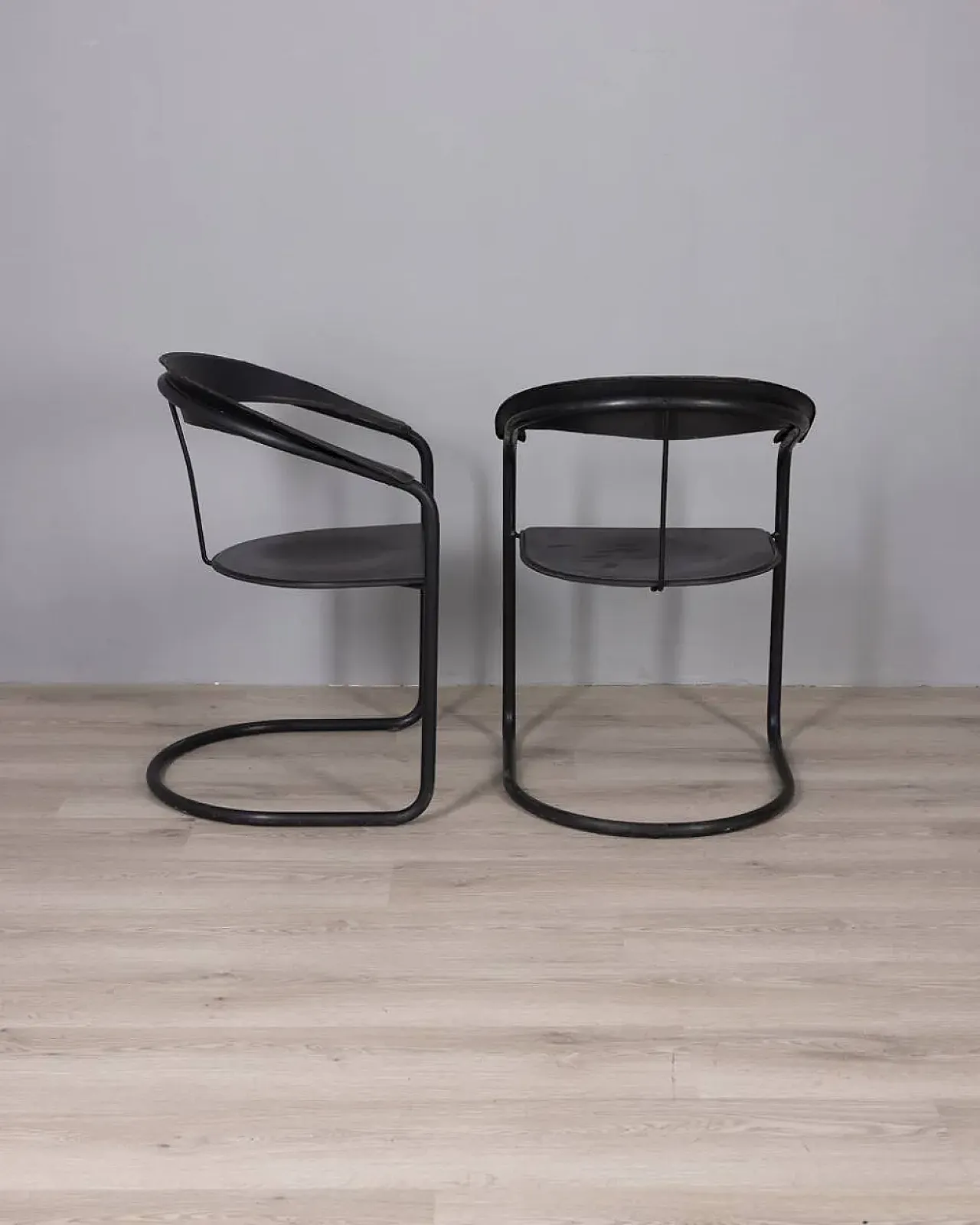 Pair of metal and leather canasta chairs by Arrben, 1970s 2