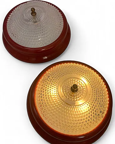 Pair of metal and glass appliques, 1960s