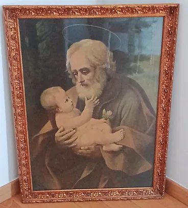 Devotional painting of Saint Joseph with the Baby Jesus, 19th century