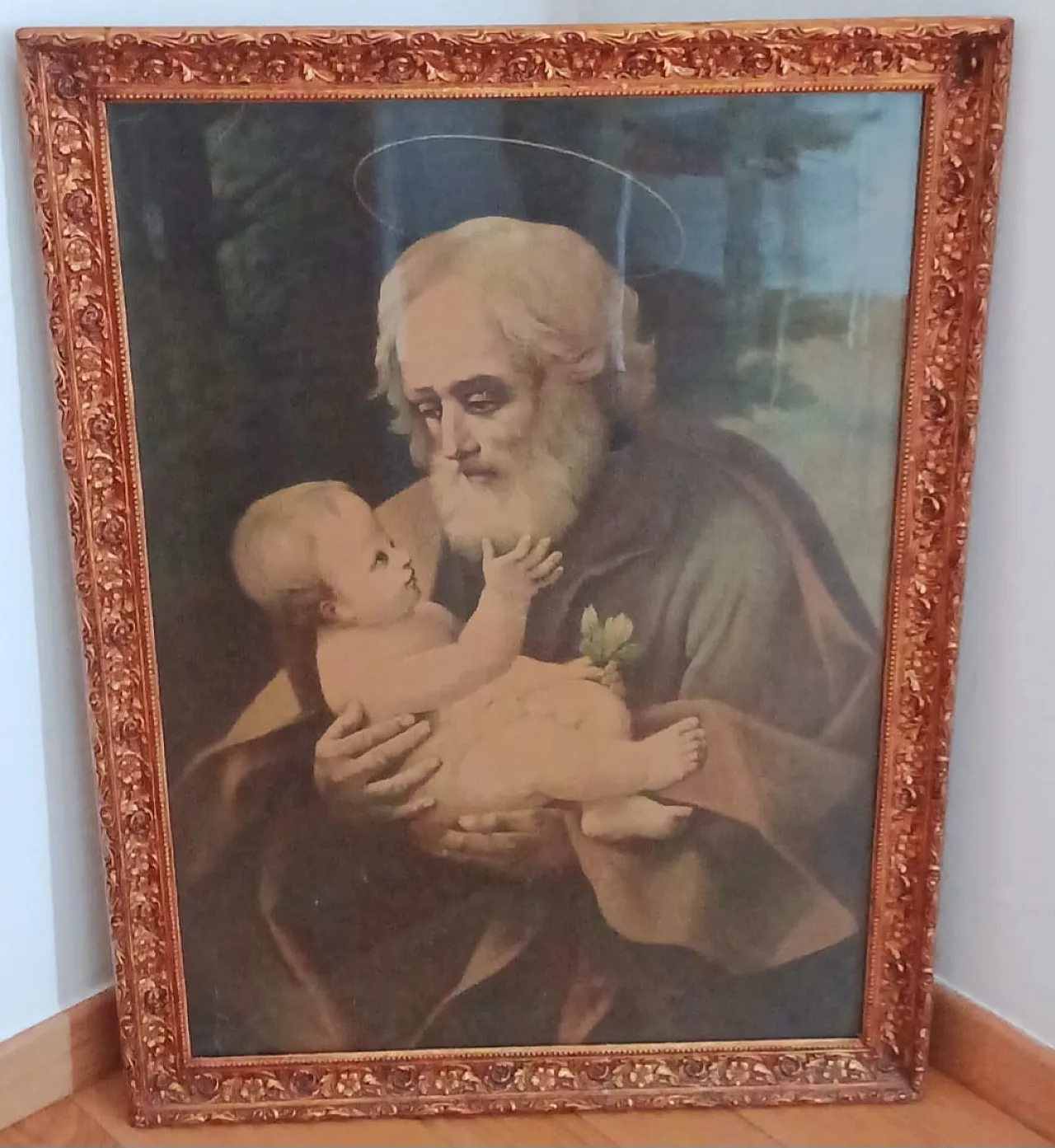 Devotional painting of Saint Joseph with the Baby Jesus, 19th century 3