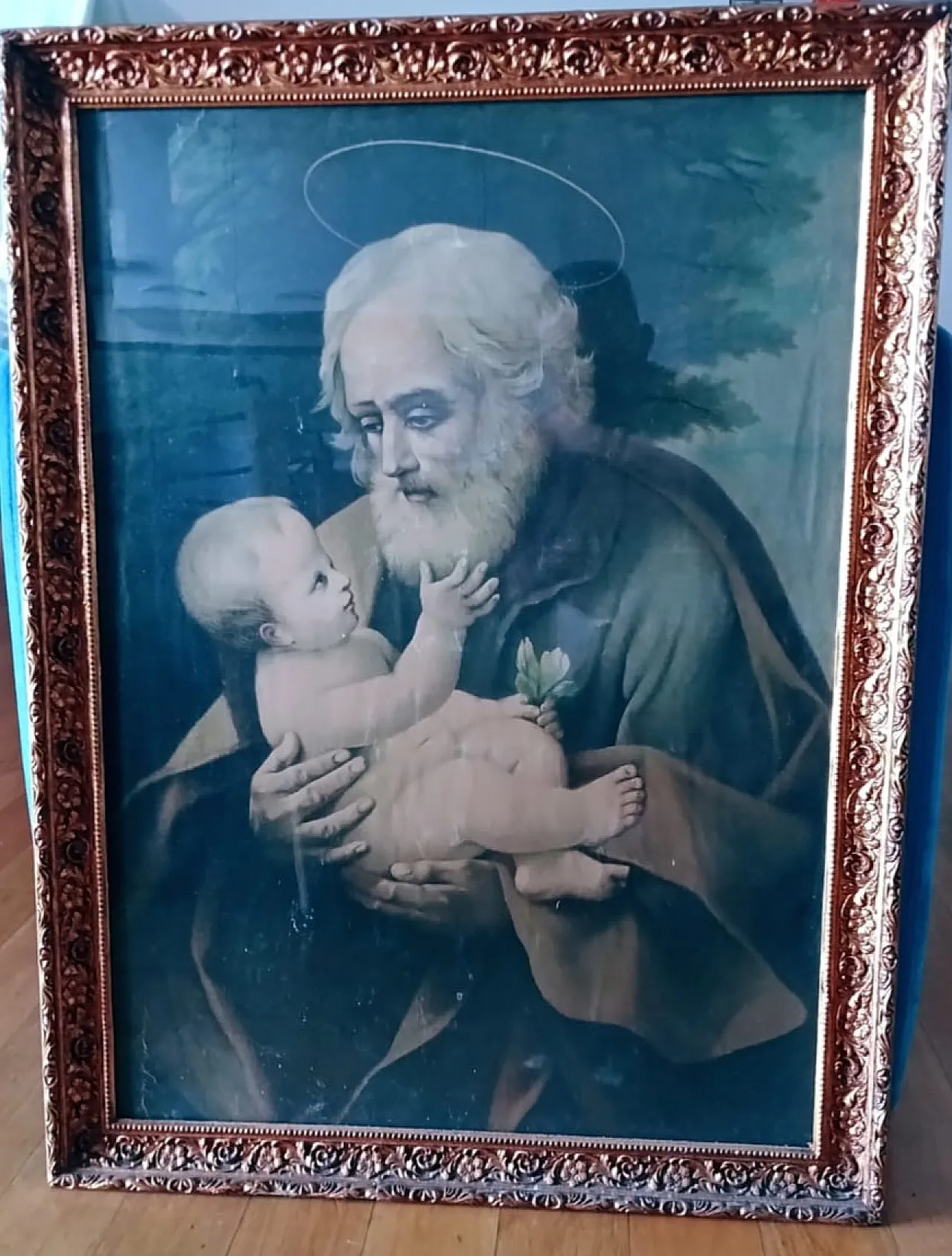 Devotional painting of Saint Joseph with the Baby Jesus, 19th century 4