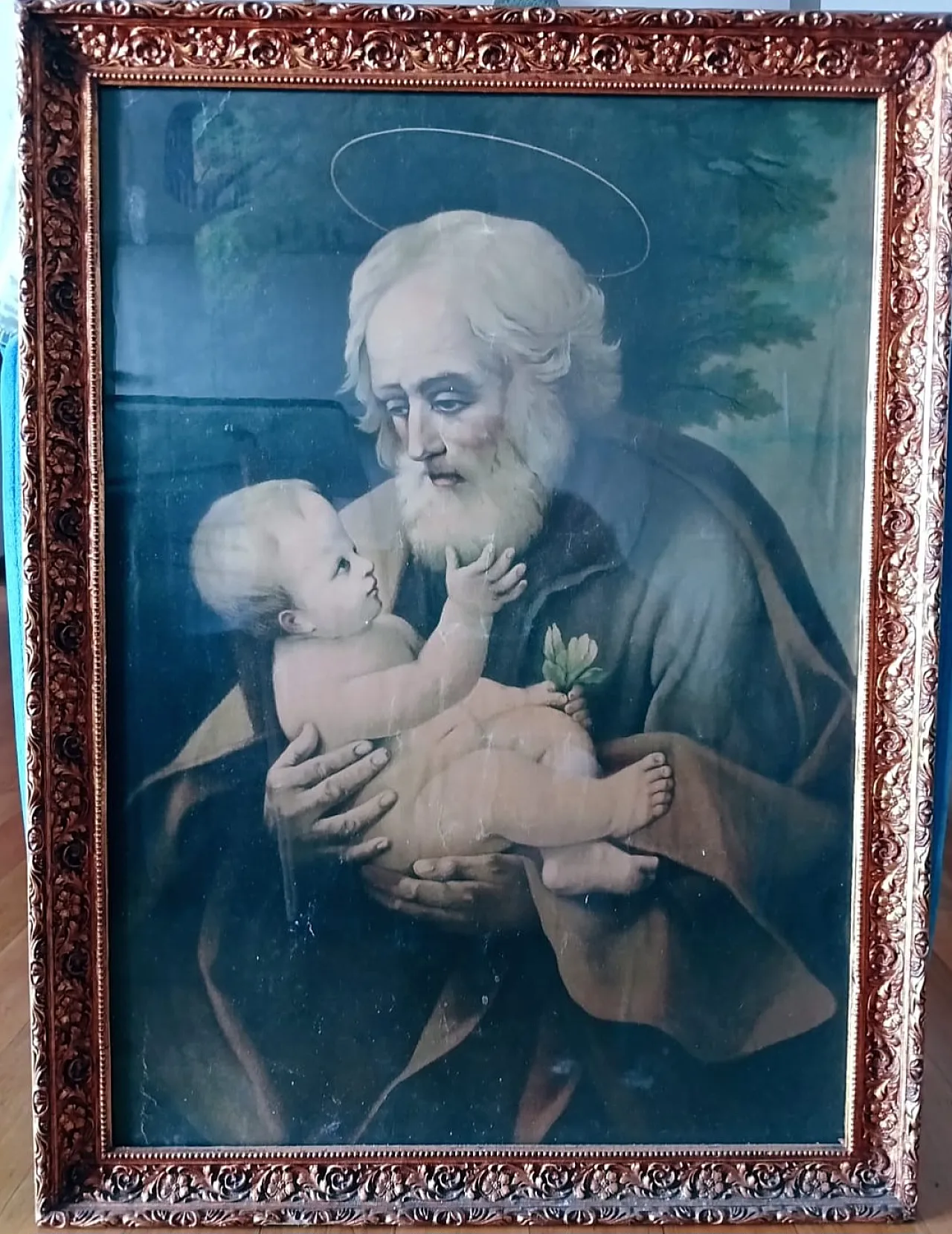 Devotional painting of Saint Joseph with the Baby Jesus, 19th century 5