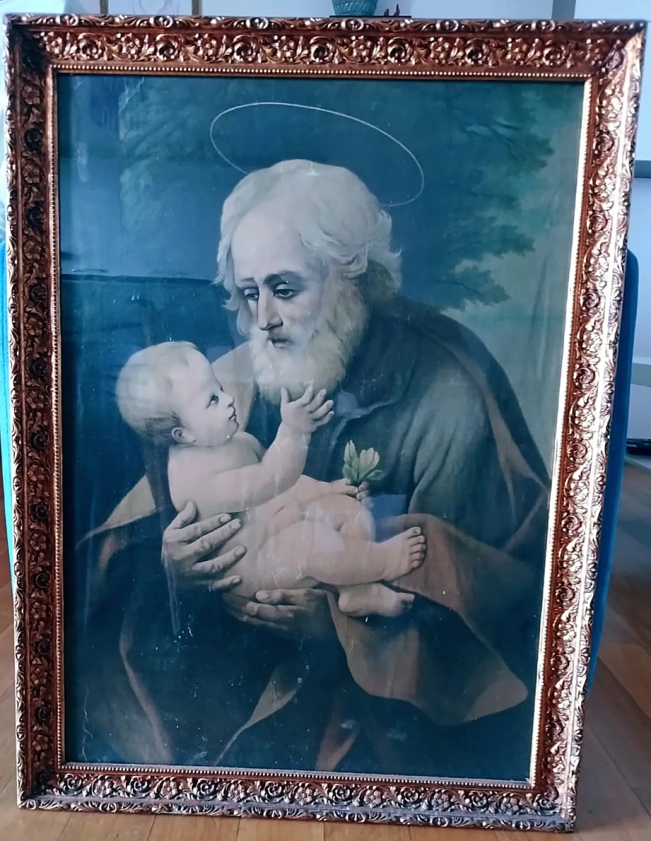 Devotional painting of Saint Joseph with the Baby Jesus, 19th century 6