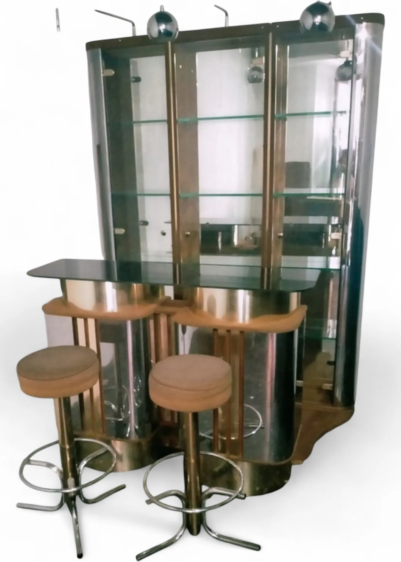 Two body Bar with Stools by Willy Rizzo, 1970s 14