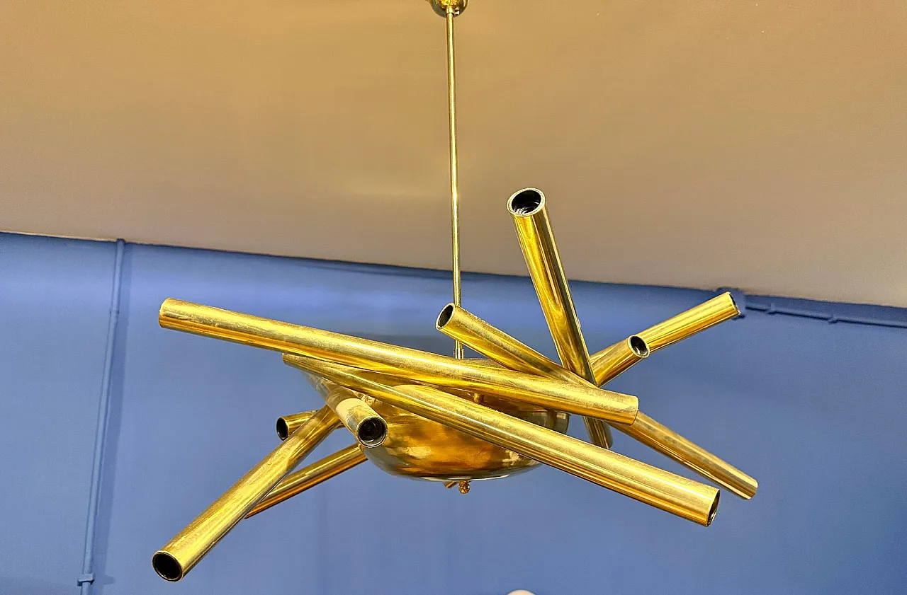 Space Age Sputnik ceiling lamp from Stilnovo, 1950s 6