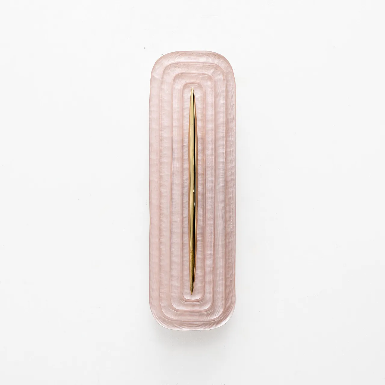 Coppia di applique in vetro di Murano rosa e ottone, anni 2000 2