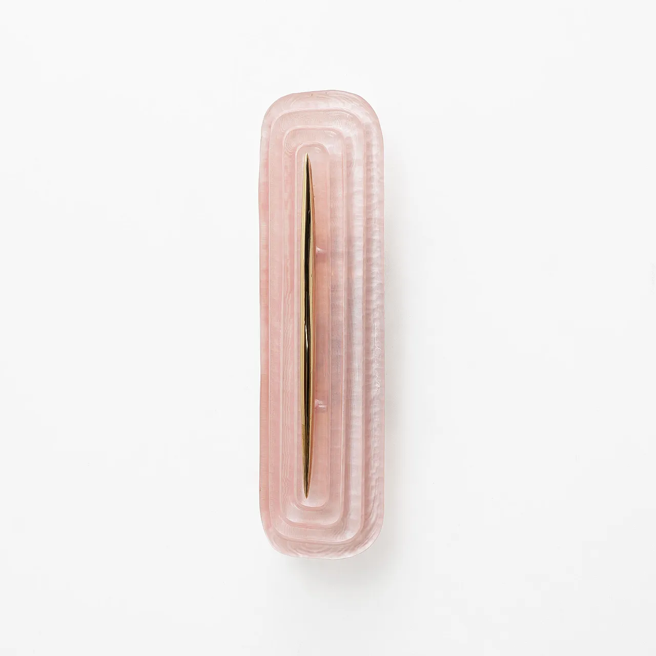 Coppia di applique in vetro di Murano rosa e ottone, anni 2000 3