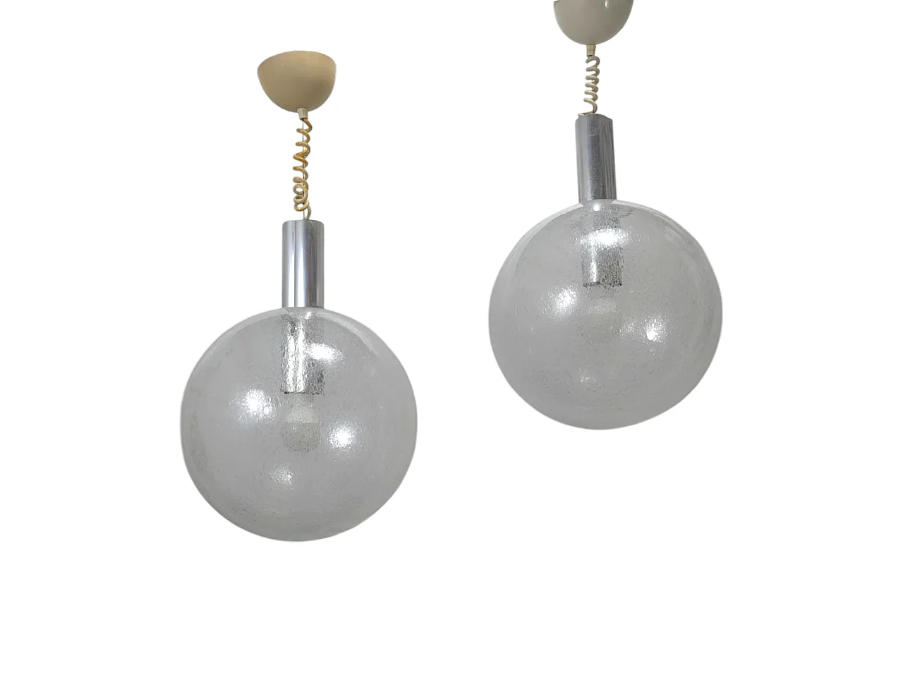 Coppia lampade a sospensione space age Flos, anni '70 1
