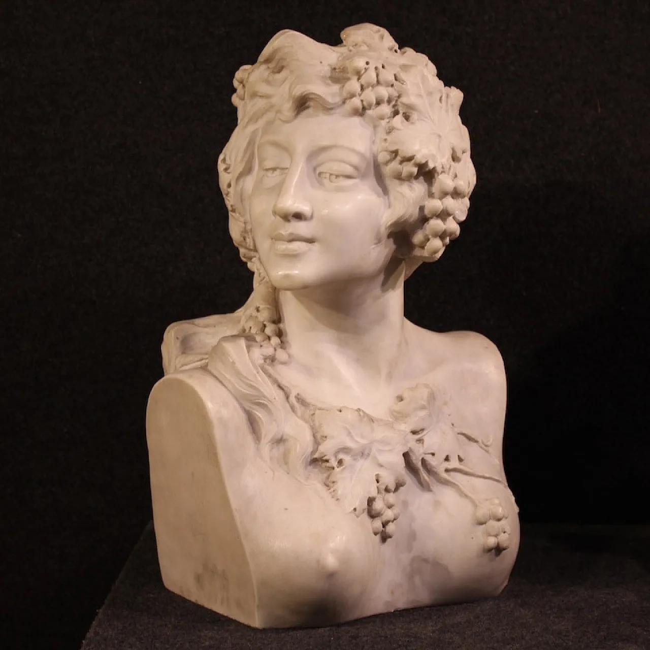 Coppia di sculture in marmo bianco Satiro e Baccante, '800 7