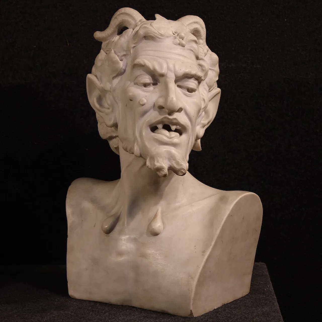 Coppia di sculture in marmo bianco Satiro e Baccante, '800 8