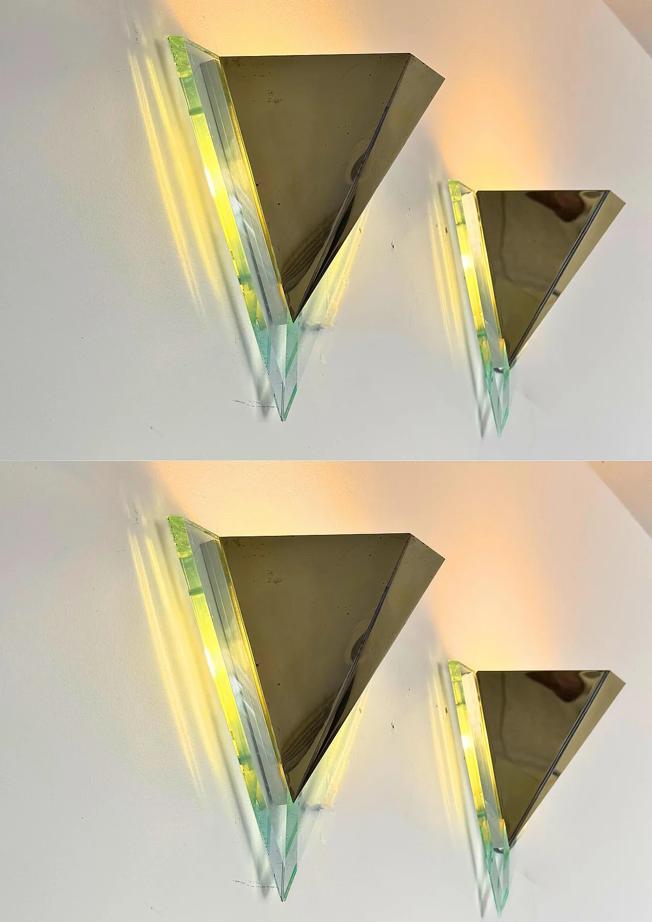 4 Applique in acrilico e ottone di Massive Lighting Belgium, anni '80 3