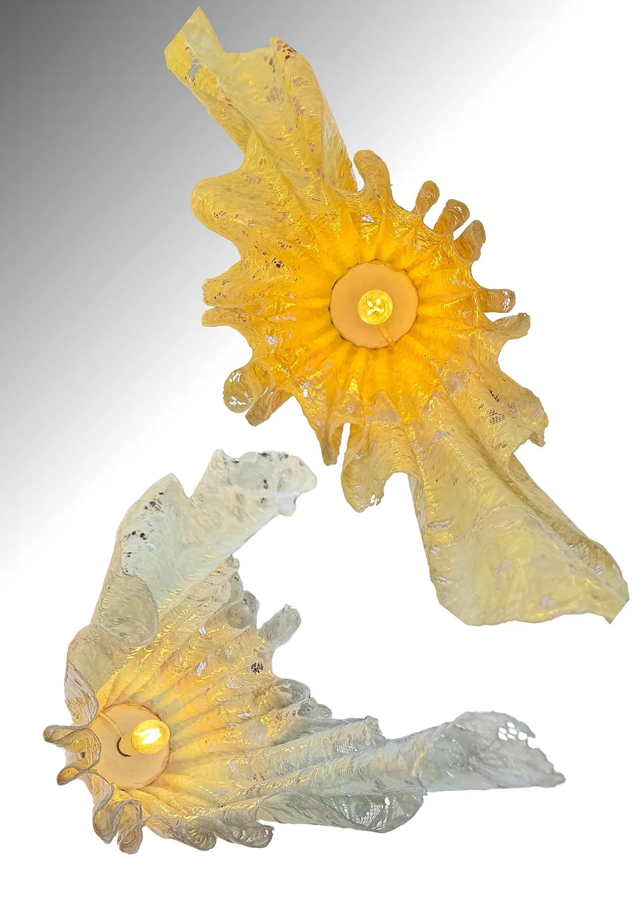 Coppia di lampade scultoree in resina Lamp Dantelle, anni '70 7