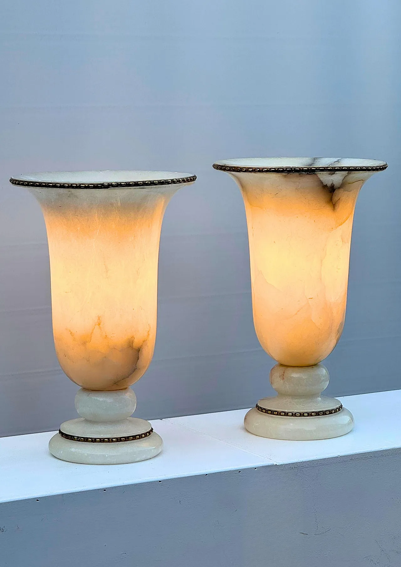 Coppia di lampade belghe in alabastro in stile Art Déco, anni ’30 15