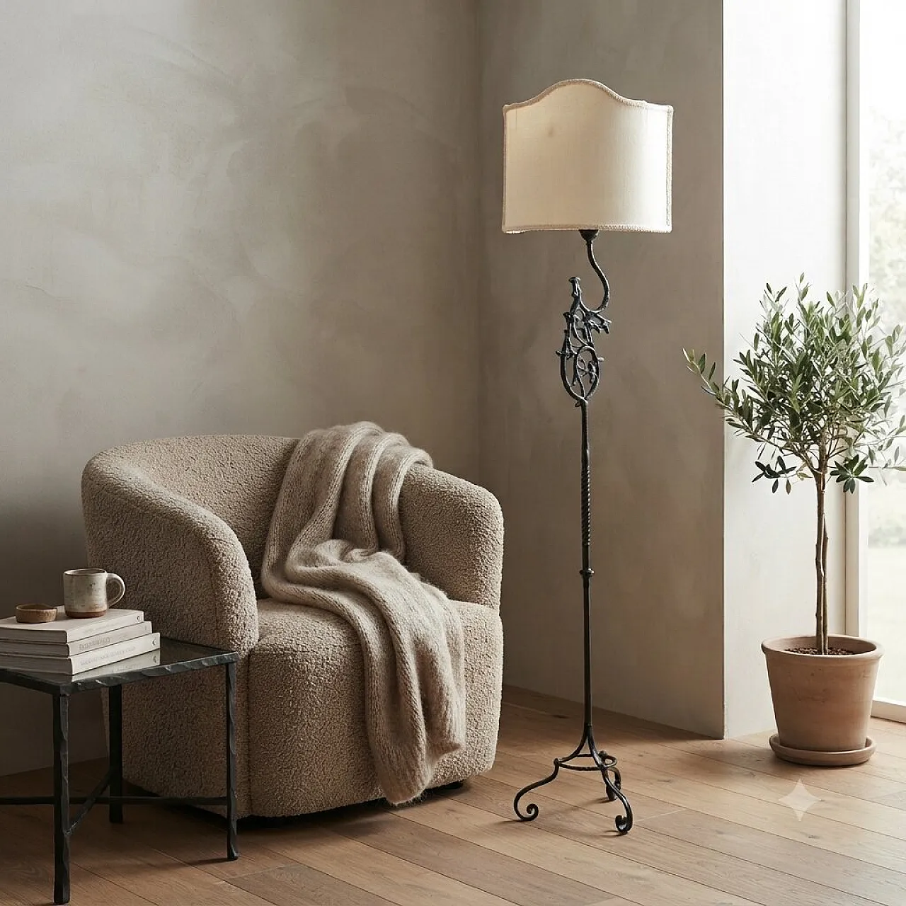 Wrought iron floor lamp, 20th century 2