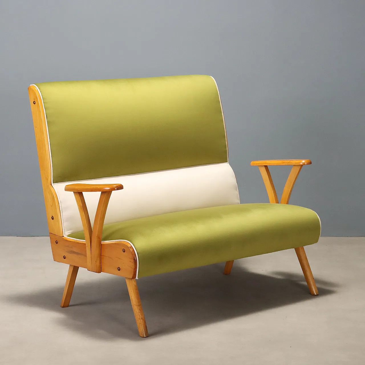 Sofa in two-tone velvet, 1950s 1