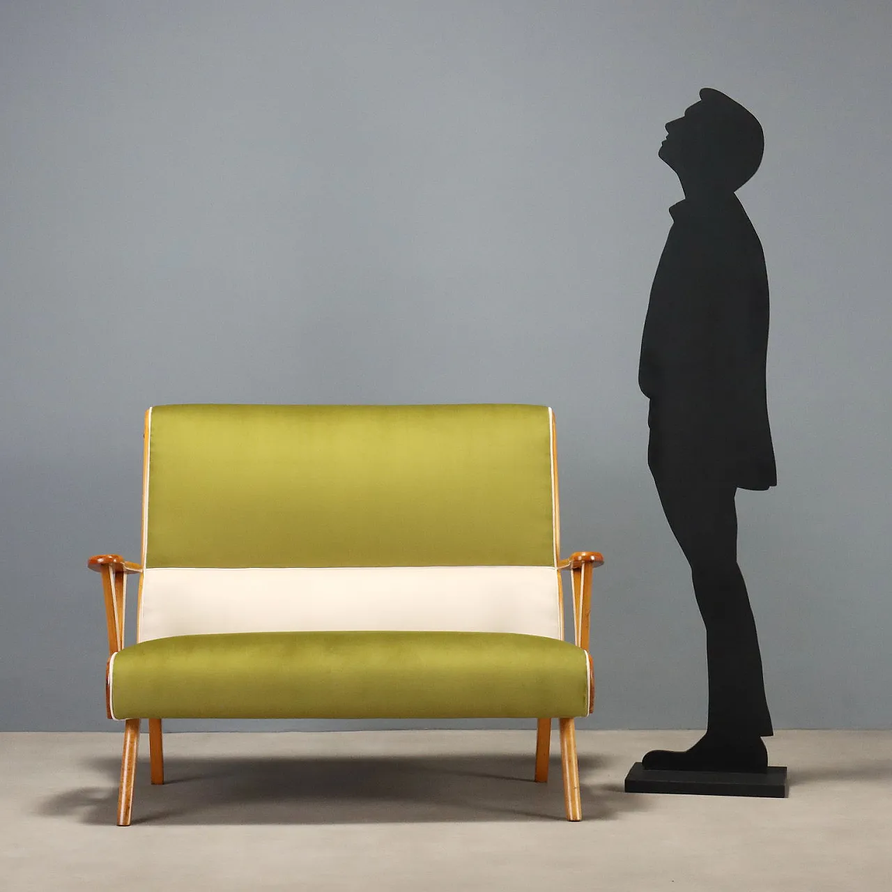 Sofa in two-tone velvet, 1950s 3