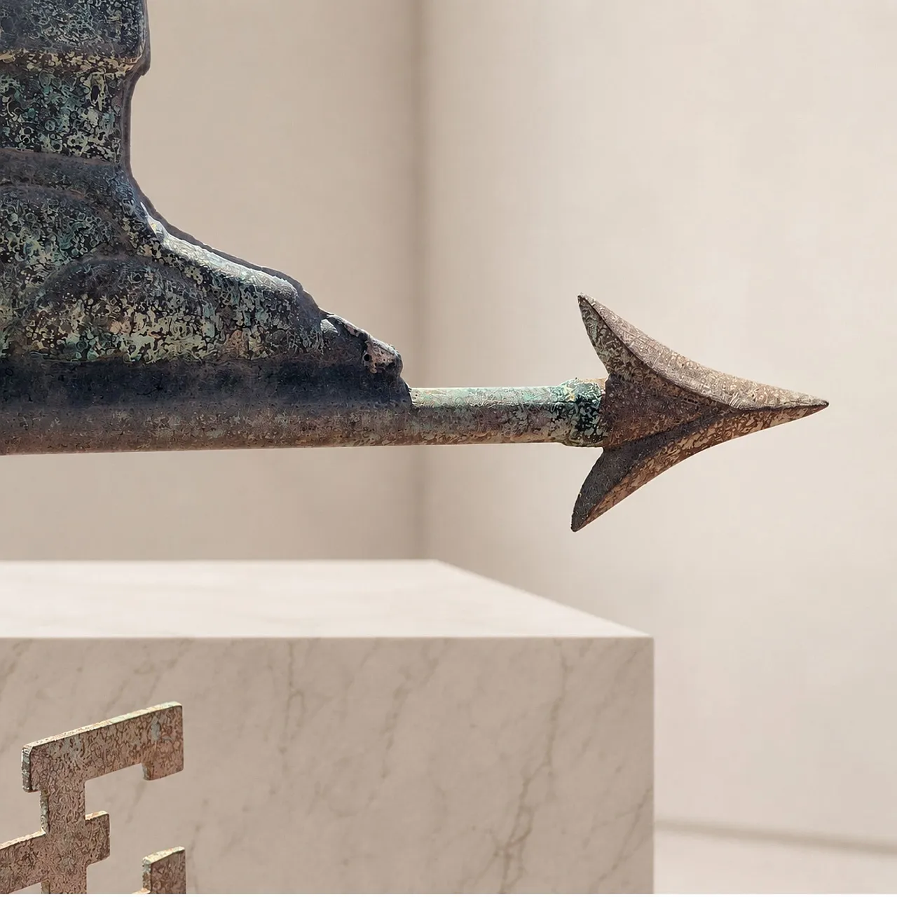Early 1900s three-dimensional copper wind vane with port lighthouse 2