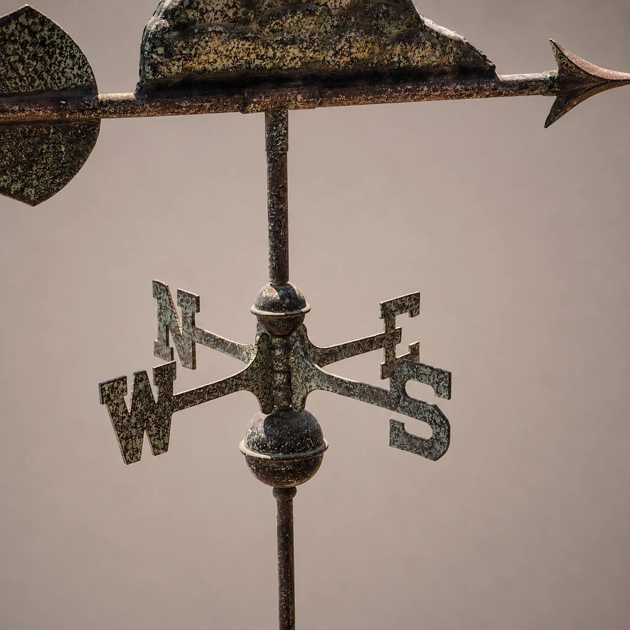 Early 1900s three-dimensional copper wind vane with port lighthouse 4