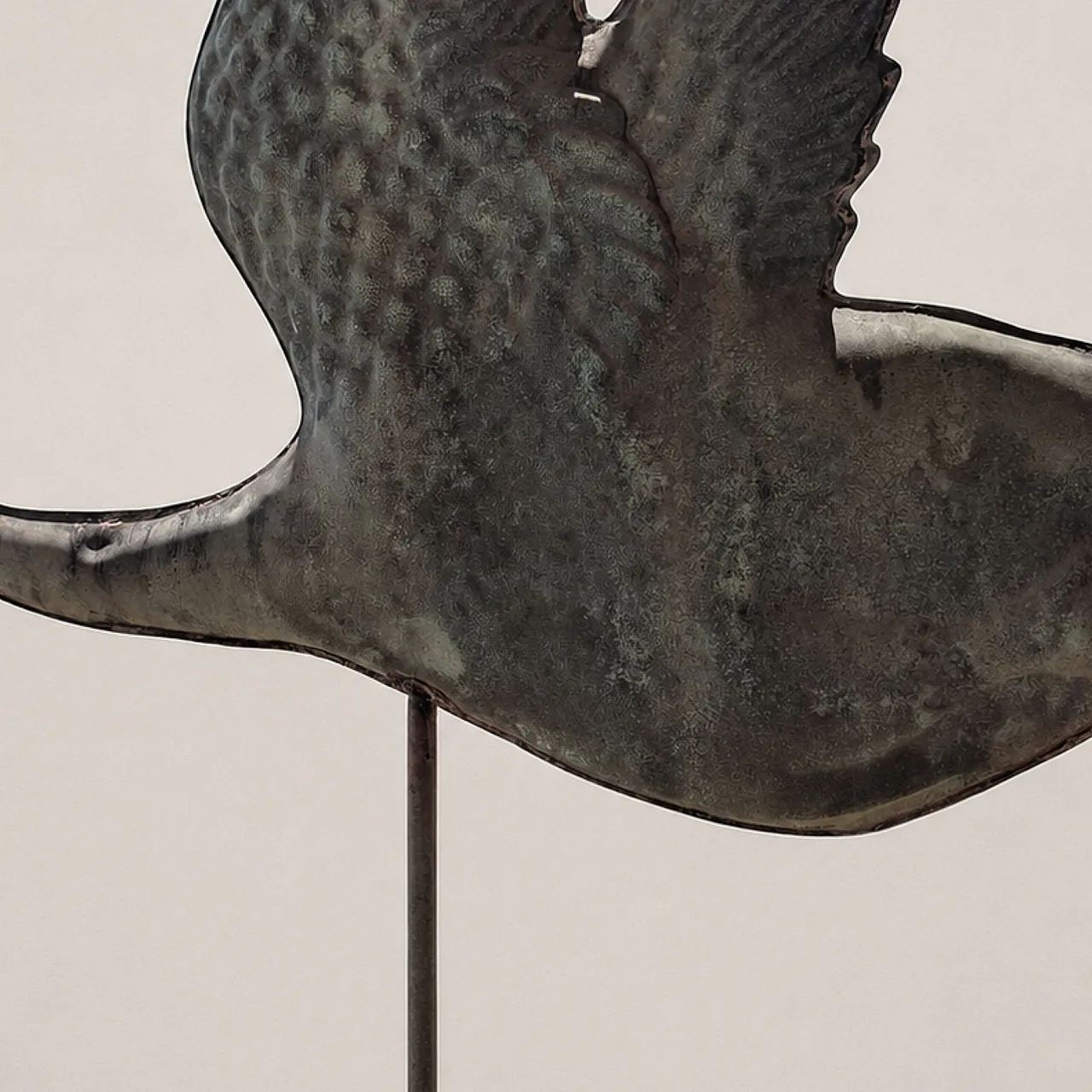 Three-dimensional copper wind vane from the early 1900s with a swan in flight 1