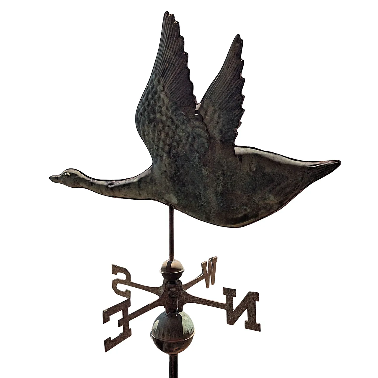 Three-dimensional copper wind vane from the early 1900s with a swan in flight 2