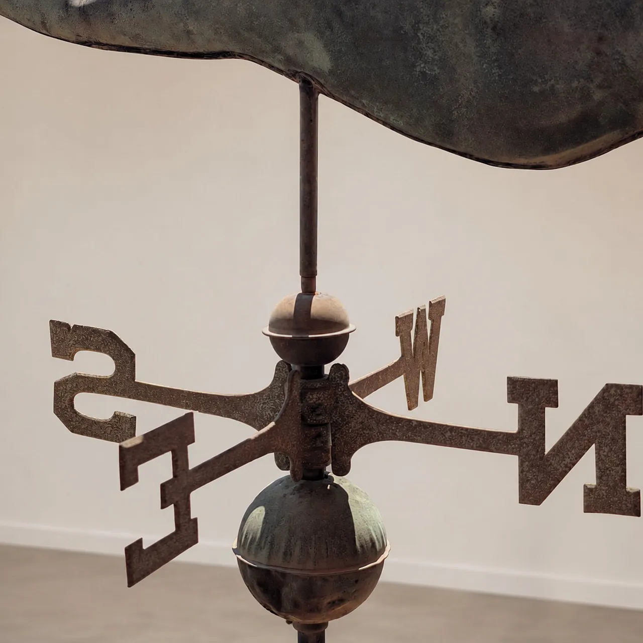 Three-dimensional copper wind vane from the early 1900s with a swan in flight 3
