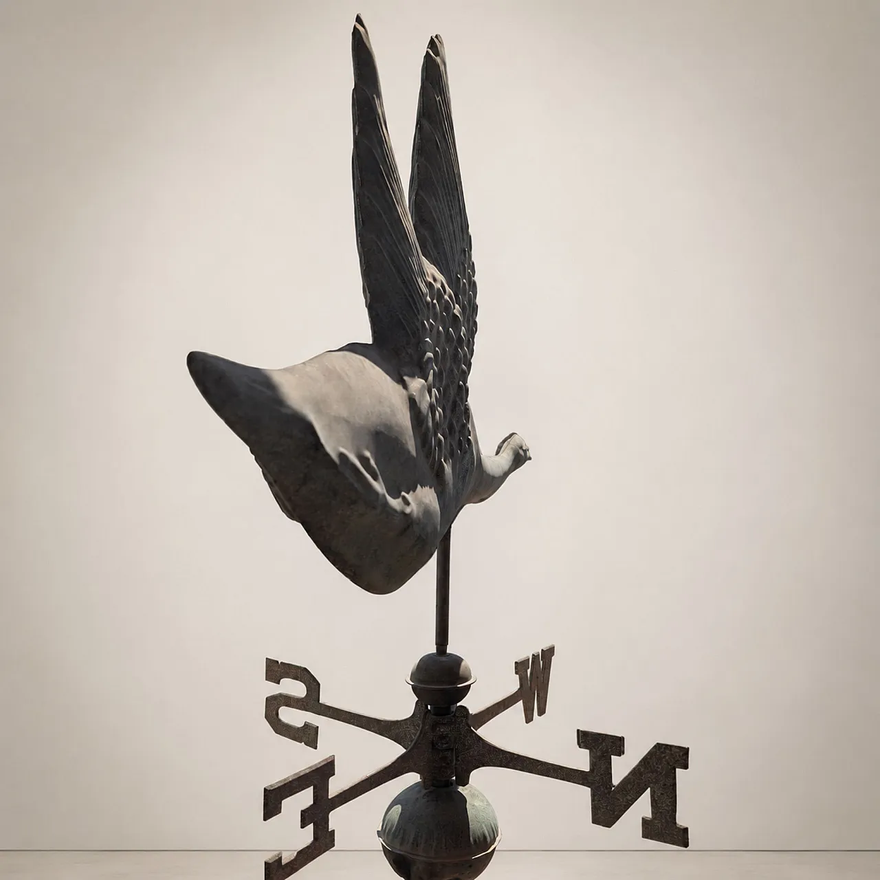 Three-dimensional copper wind vane from the early 1900s with a swan in flight 5
