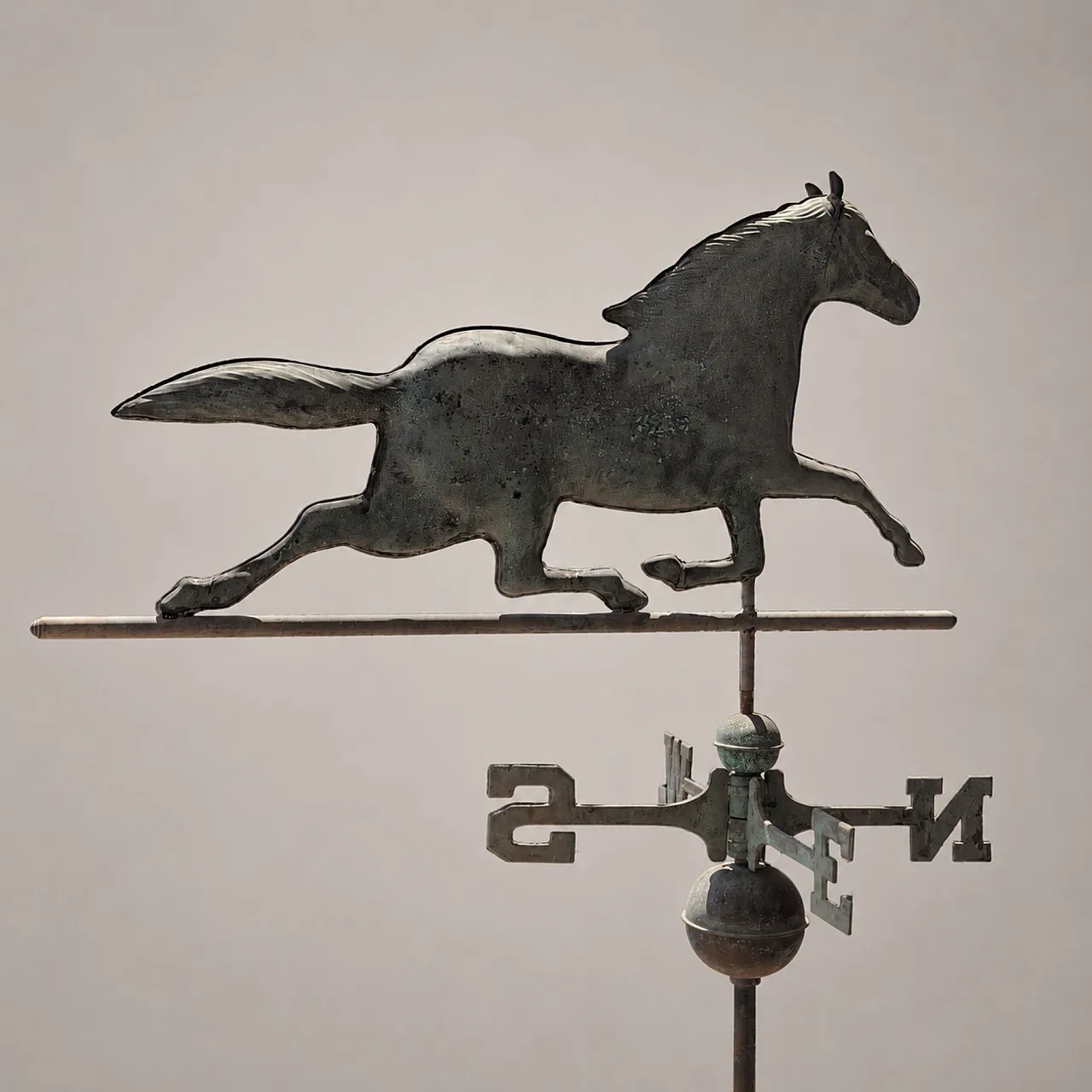 Italian weather vane from the early 1900s in copper with horse 5