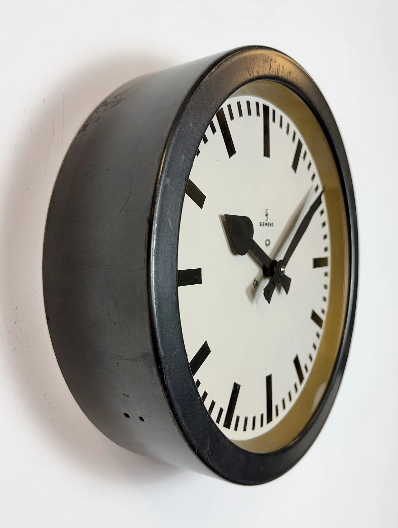 Black Industrial Factory Wall Clock from Siemens, 1950s 5