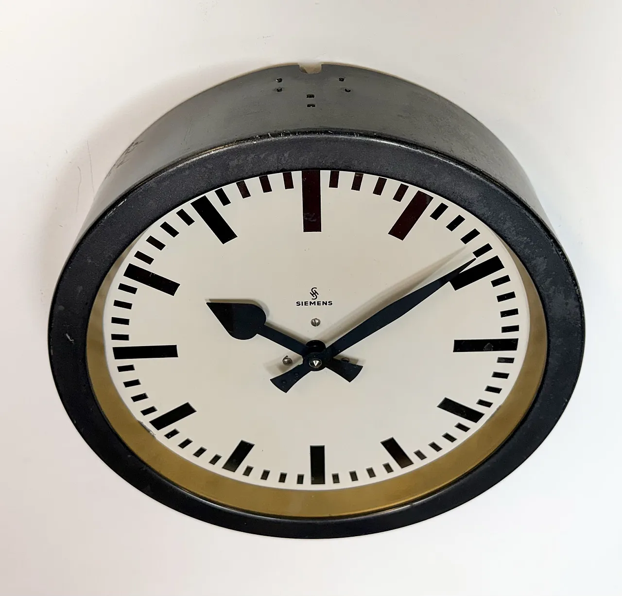 Black Industrial Factory Wall Clock from Siemens, 1950s 6