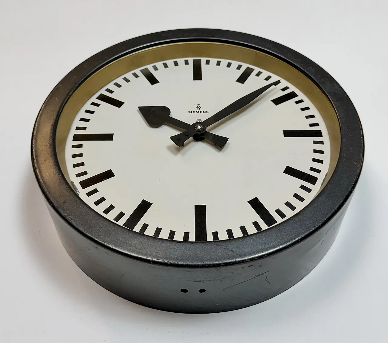 Black Industrial Factory Wall Clock from Siemens, 1950s 7