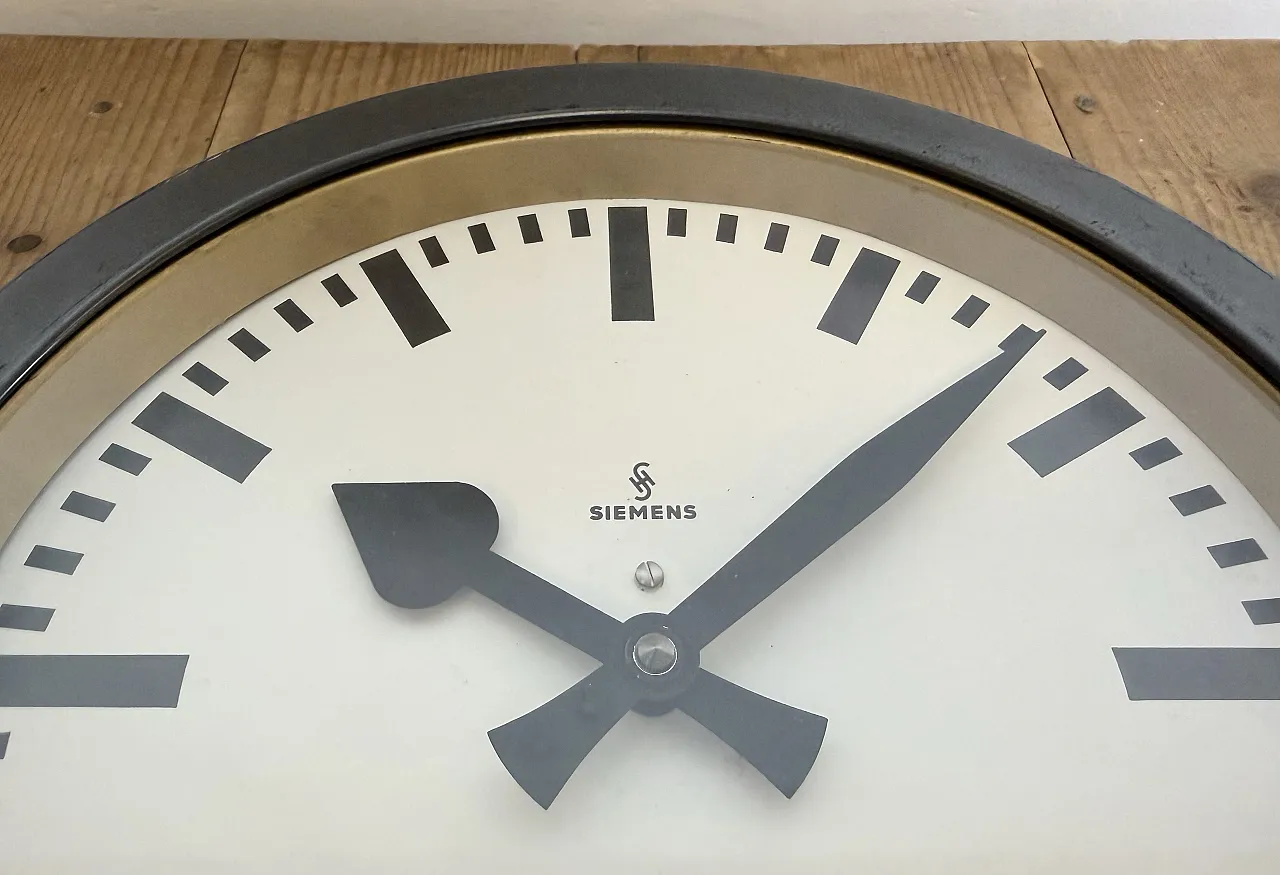 Black Industrial Factory Wall Clock from Siemens, 1950s 10