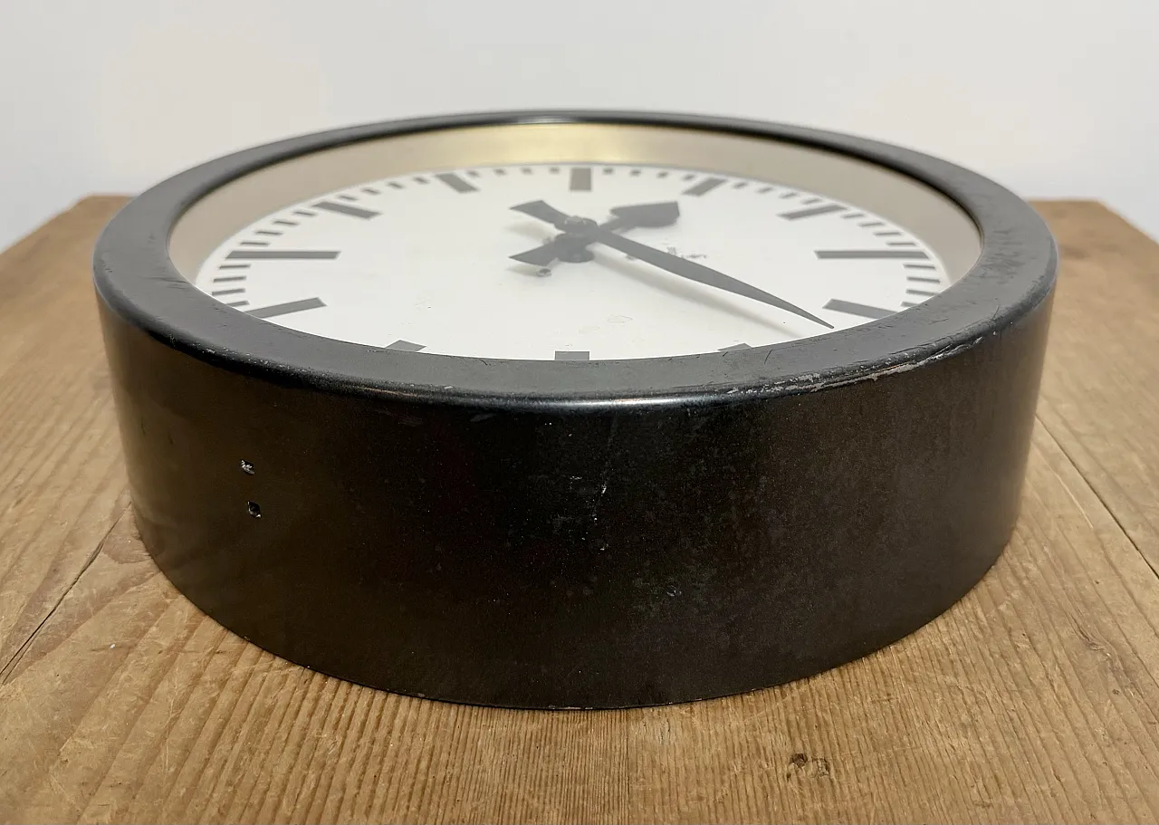 Black Industrial Factory Wall Clock from Siemens, 1950s 12