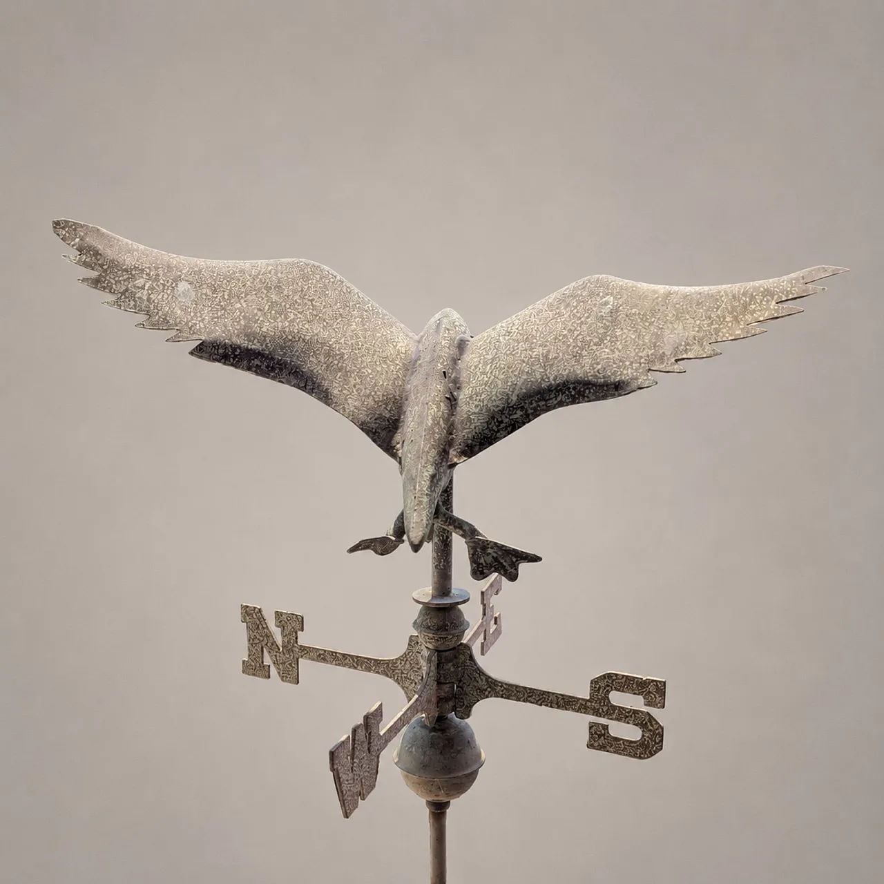 Early 1900s three-dimensional copper weathervane with duck with open wings 1