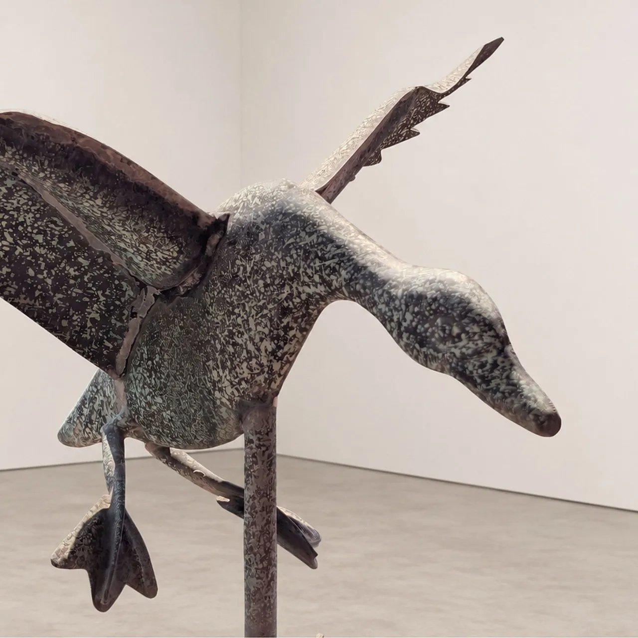 Early 1900s three-dimensional copper weathervane with duck with open wings 2