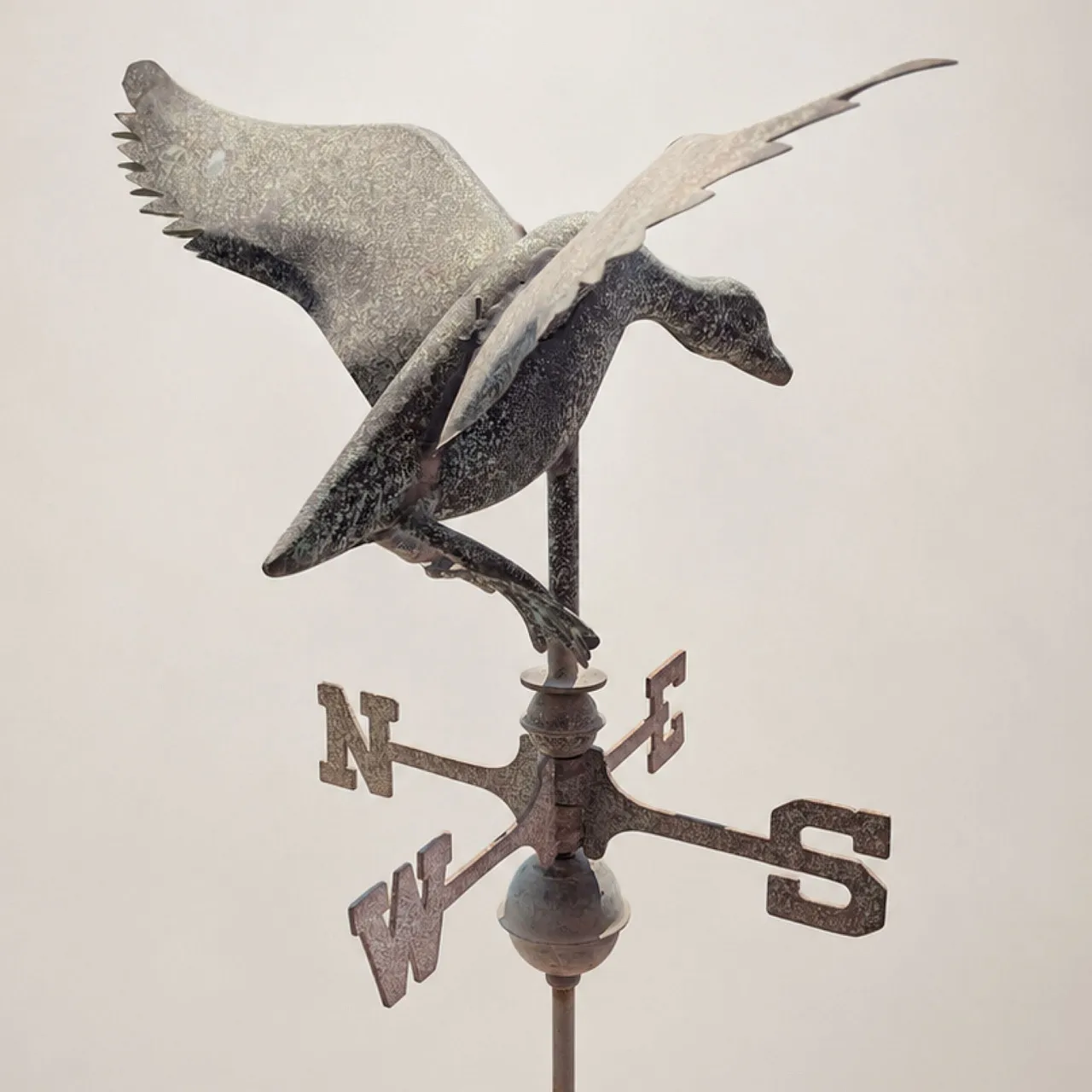 Early 1900s three-dimensional copper weathervane with duck with open wings 3