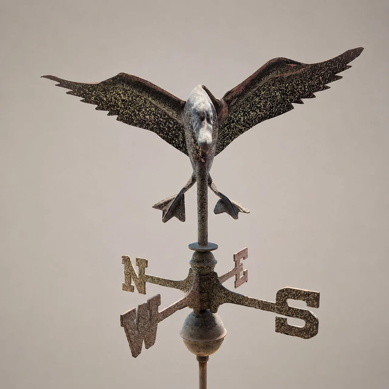 Early 1900s three-dimensional copper weathervane with duck with open wings 4