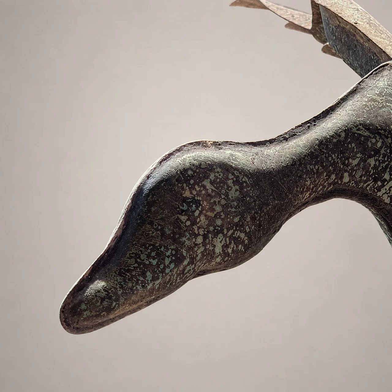Early 1900s three-dimensional copper weathervane with duck with open wings 5
