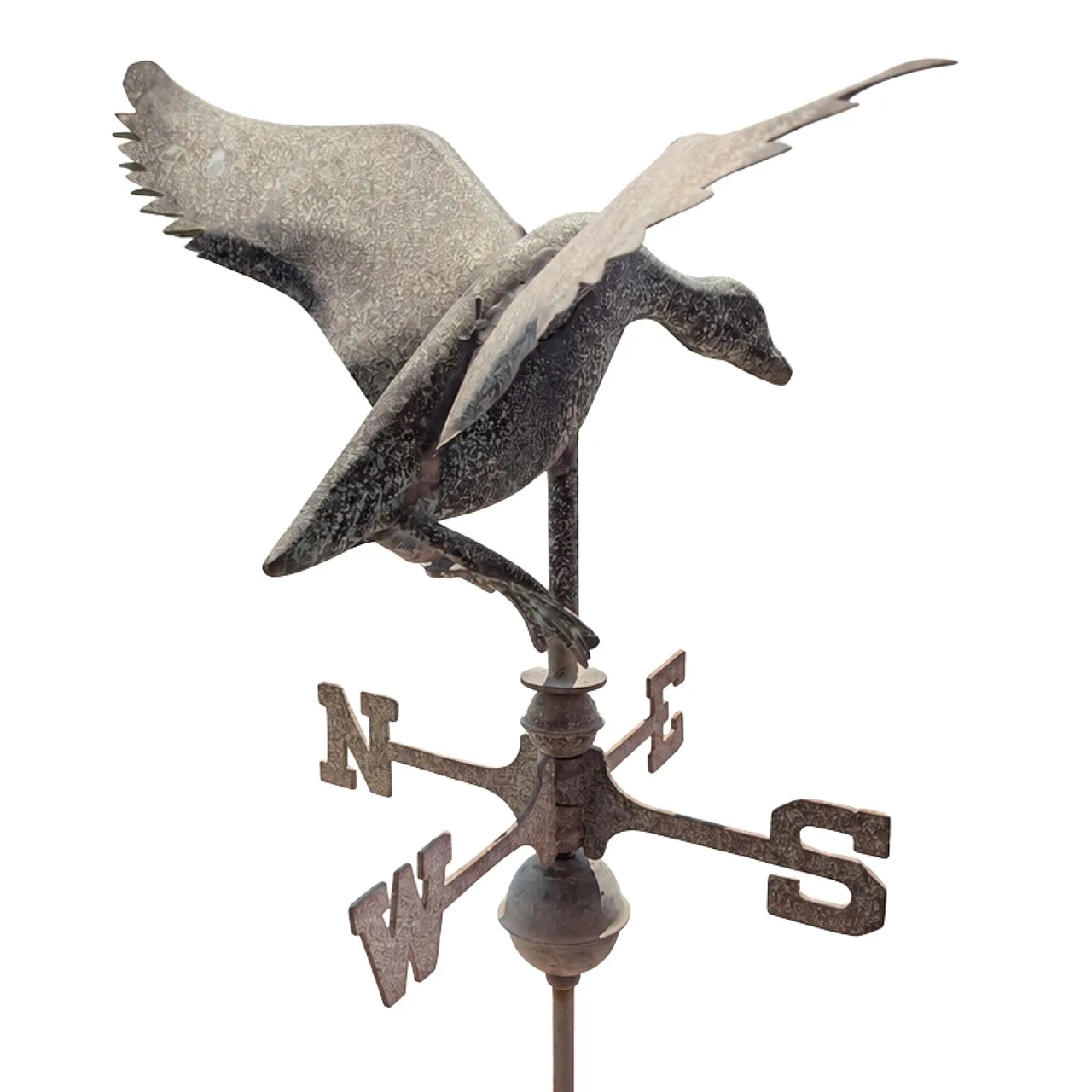 Early 1900s three-dimensional copper weathervane with duck with open wings 7