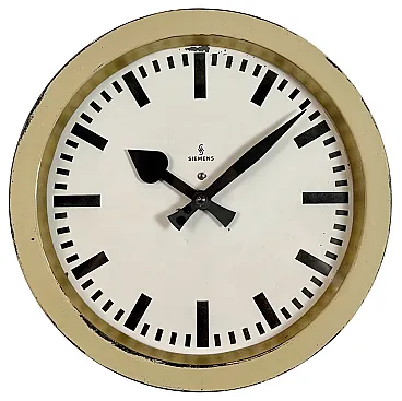 Beige Industrial Factory Wall Clock from Siemens, 1950s
