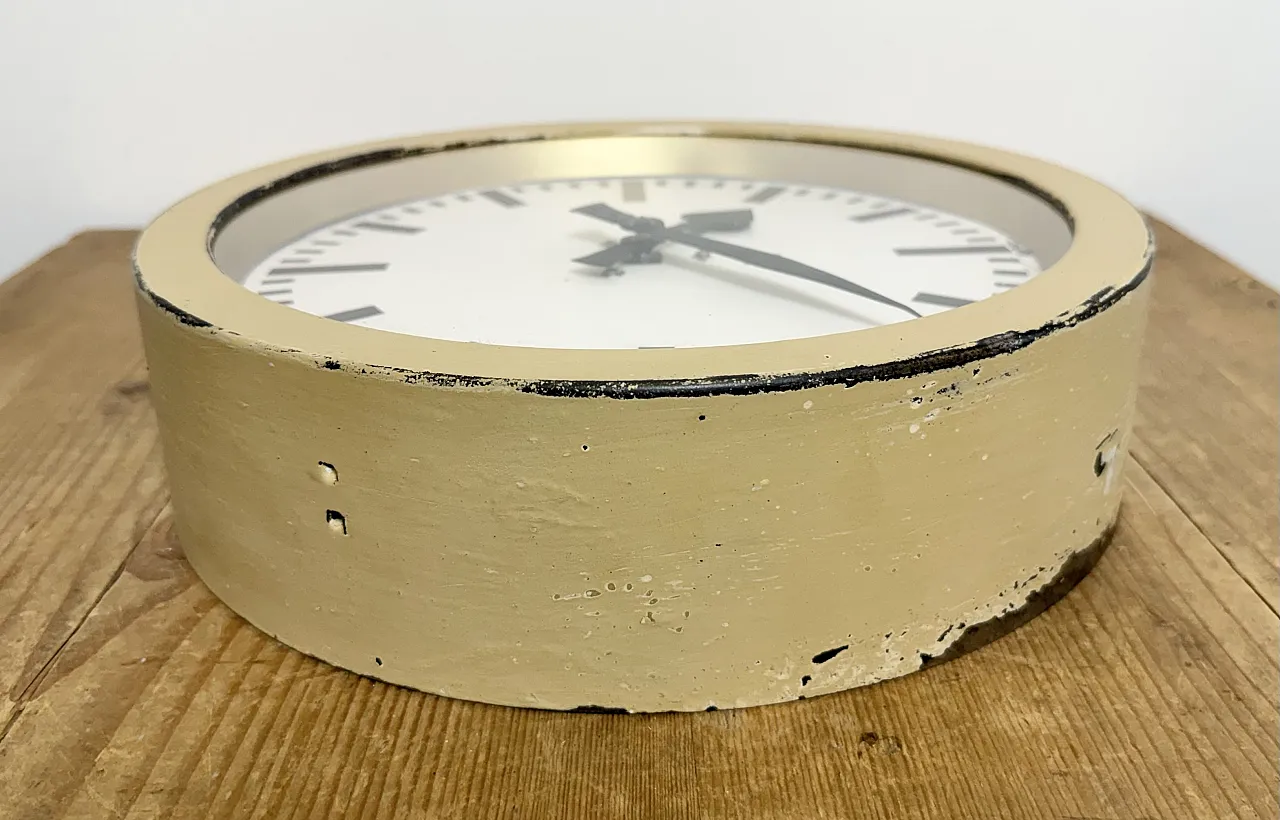 Beige Industrial Factory Wall Clock from Siemens, 1950s 12